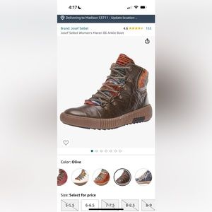 COPY - Josef Seibel Maren 06 Leather Booties size 39 in color olive